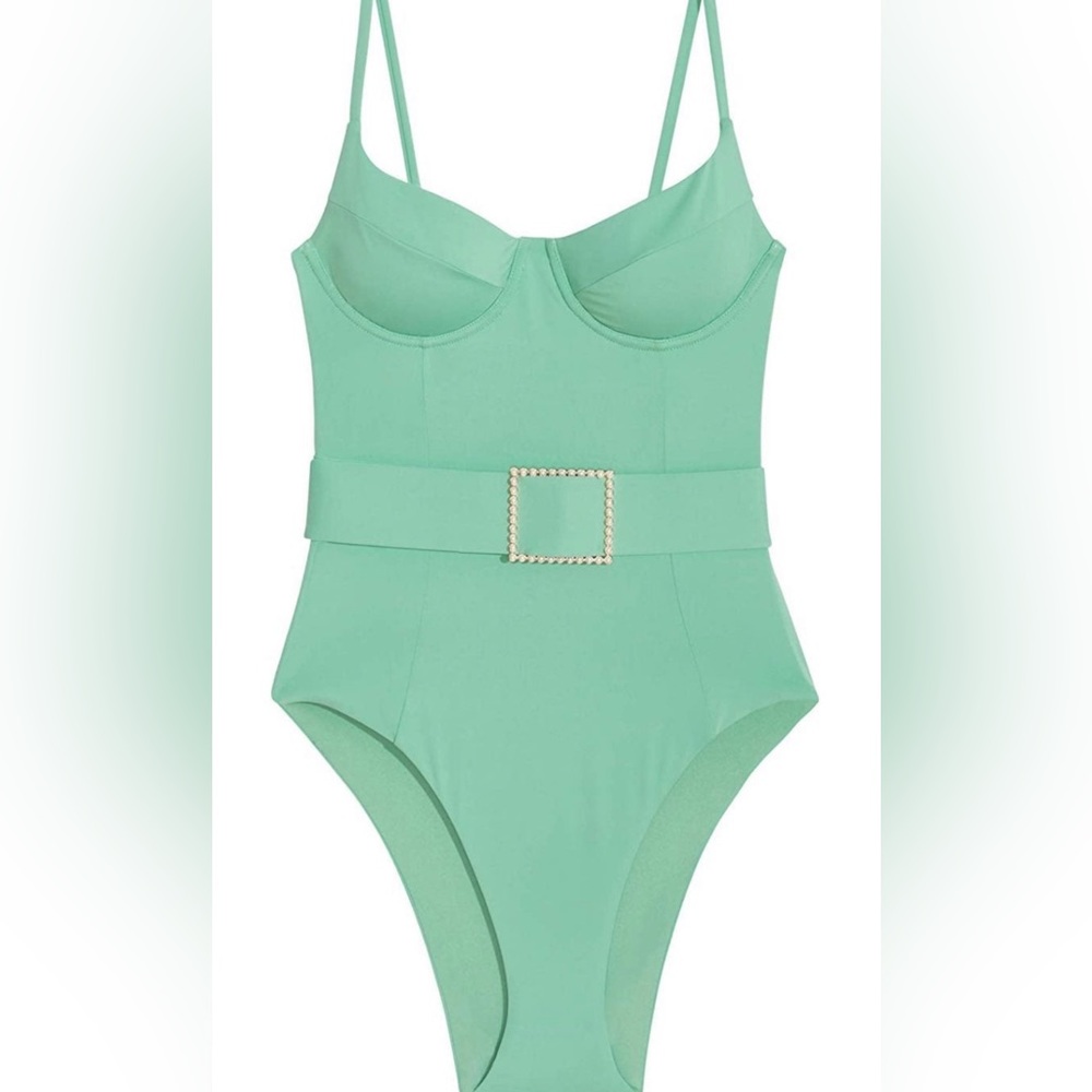 WeWoreWhat Mint Green Belted One-Piece Swimsuit